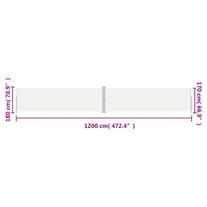 vidaXL Seitenmarkise Ausziehbar Creme 180x1200 cm