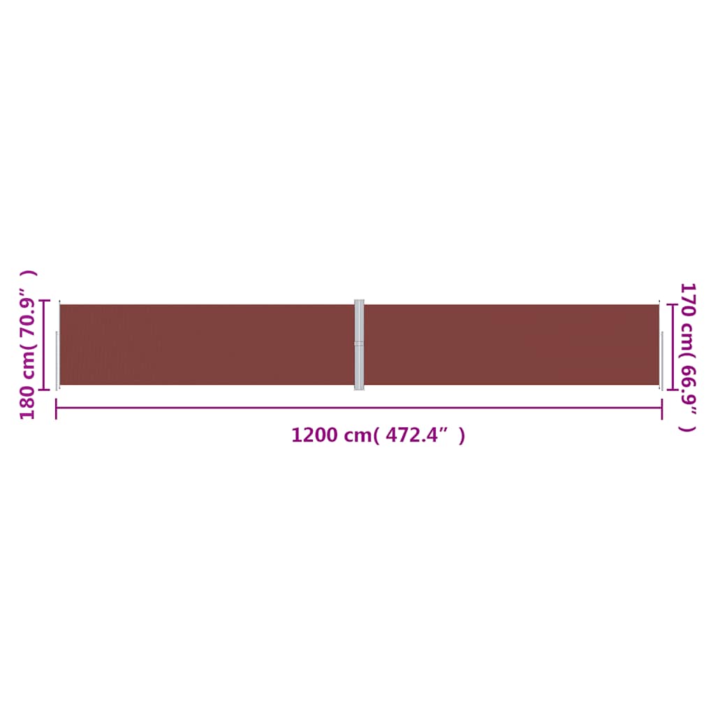 vidaXL Seitenmarkise Ausziehbar Braun 180x1200 cm
