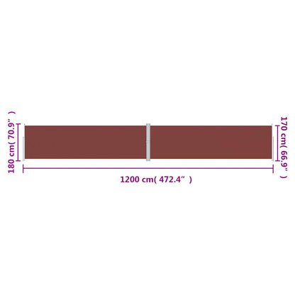 vidaXL Seitenmarkise Ausziehbar Braun 180x1200 cm