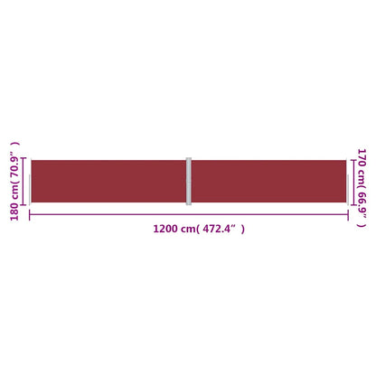vidaXL Seitenmarkise Ausziehbar Rot 180x1200 cm