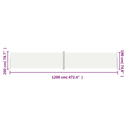 vidaXL Store latéral rétractable crème 200x1200 cm