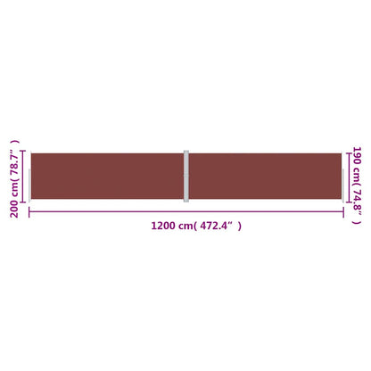 vidaXL Store latéral rétractable Marron 200x1200 cm