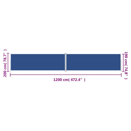 Store latéral rétractable vidaXL bleu 200x1200 cm