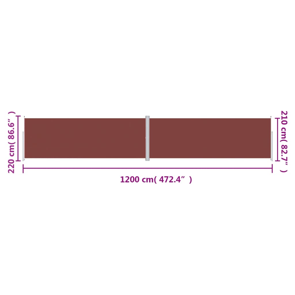 vidaXL Store latéral rétractable Marron 220x1200 cm