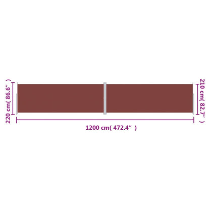 vidaXL Store latéral rétractable Marron 220x1200 cm