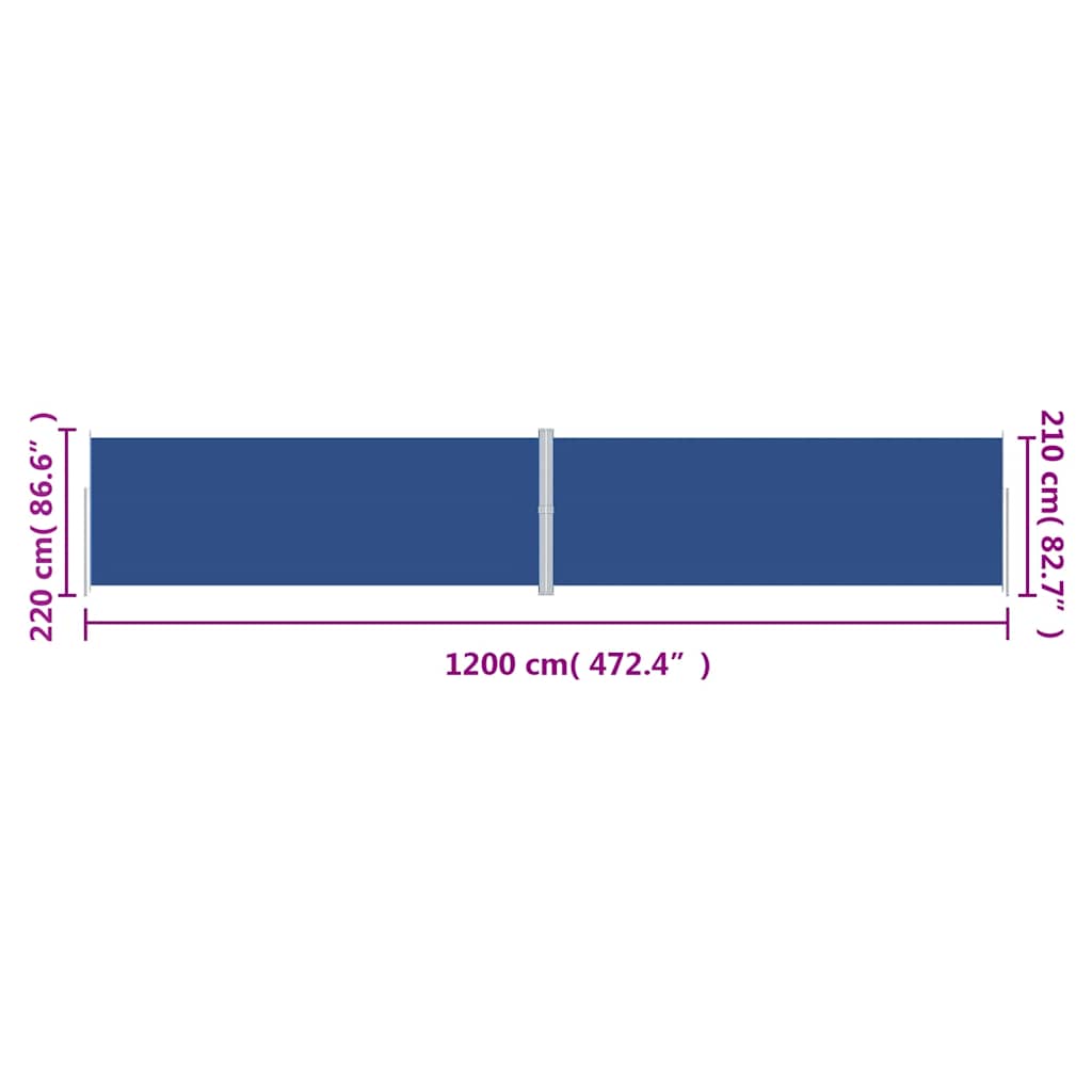 vidaXL Store latéral rétractable bleu 220x1200 cm