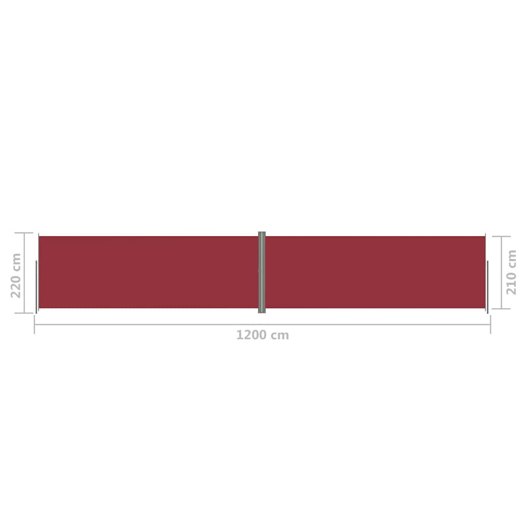 vidaXL Seitenmarkise Ausziehbar Rot 220x1200 cm