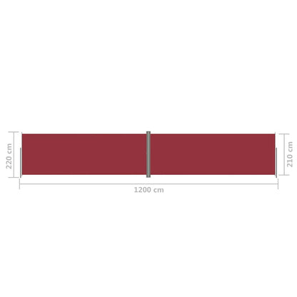 vidaXL Seitenmarkise Ausziehbar Rot 220x1200 cm