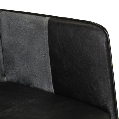 vidaXL Ohrensessel Schwarz und Grau Echtleder