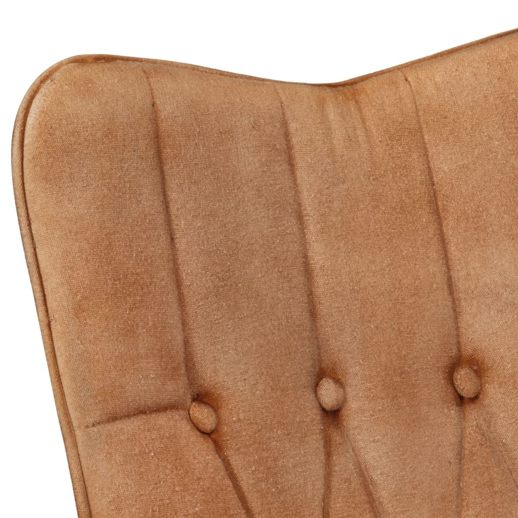 vidaXL Ohrensessel mit Hocker Braun Canvas