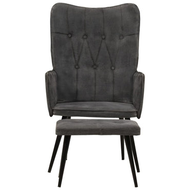 vidaXL Ohrensessel mit Hocker Schwarz Vintage Canvas