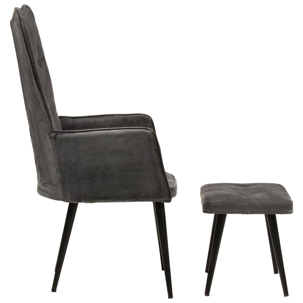 vidaXL Ohrensessel mit Hocker Schwarz Vintage Canvas
