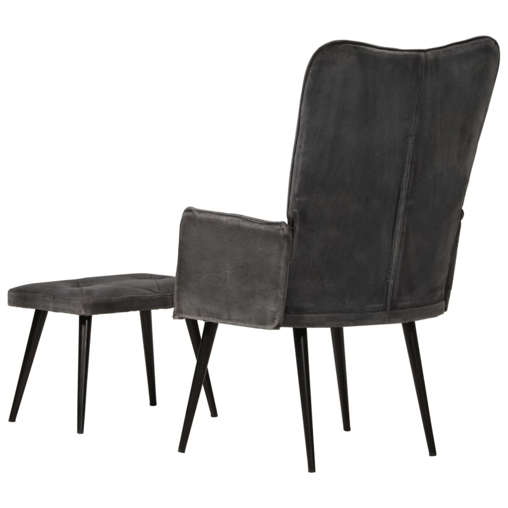 vidaXL Ohrensessel mit Hocker Schwarz Vintage Canvas