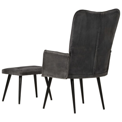 vidaXL Ohrensessel mit Hocker Schwarz Vintage Canvas