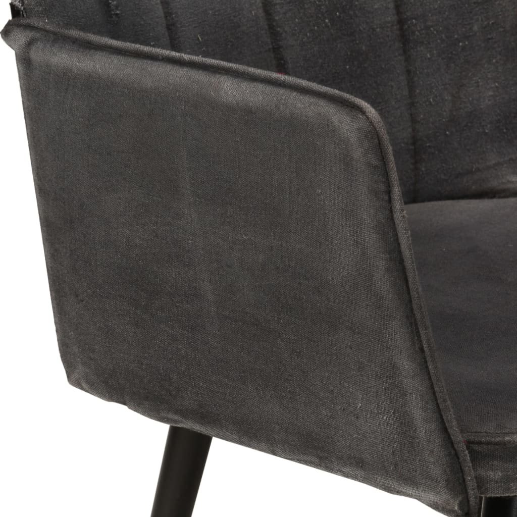 vidaXL Ohrensessel mit Hocker Schwarz Vintage Canvas