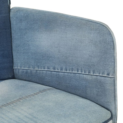 vidaXL Sessel mit Hocker Blau Denim Patchwork Canvas