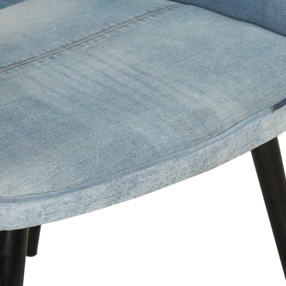 vidaXL Sessel mit Hocker Blau Denim Patchwork Canvas
