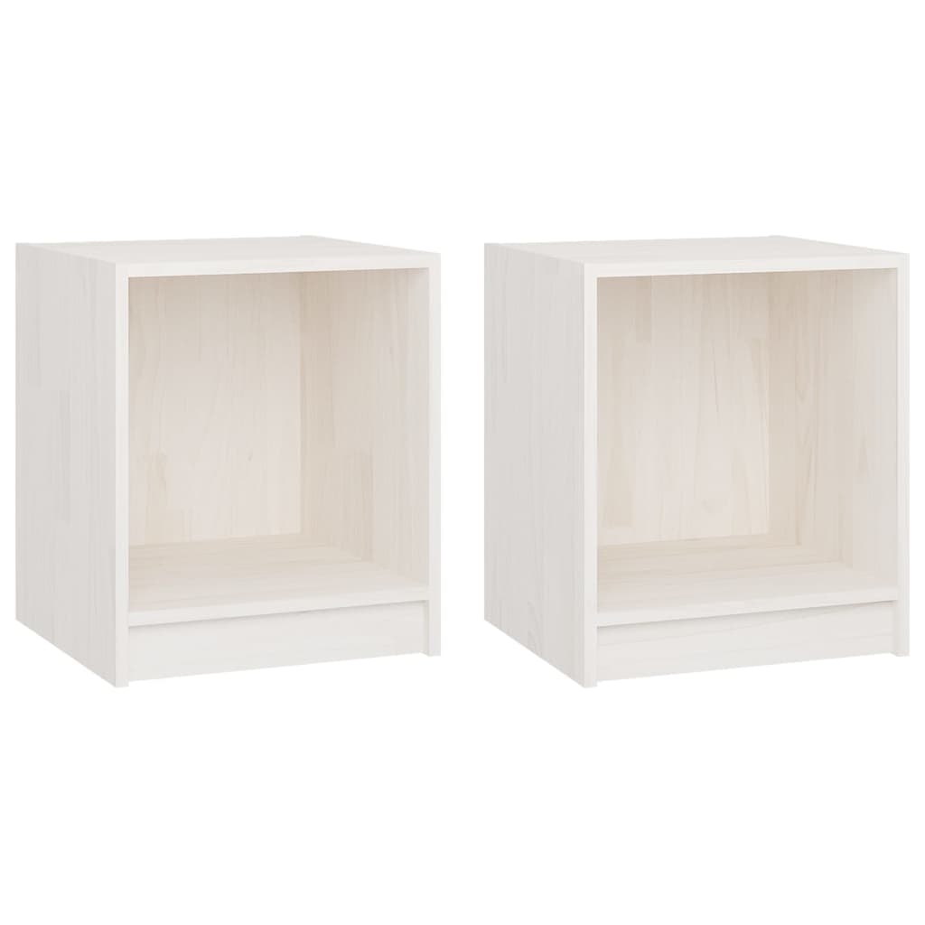 vidaXL Tables de chevet 2 pcs Blanc 35,5x33,5x41,5 cm Bois de pin massif
