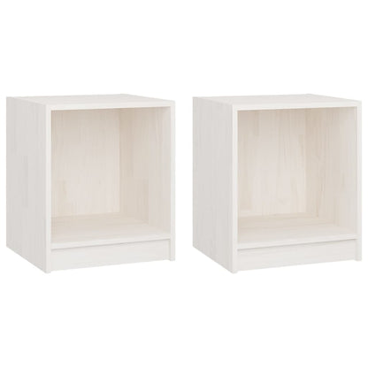 vidaXL Tables de chevet 2 pcs Blanc 35,5x33,5x41,5 cm Bois de pin massif