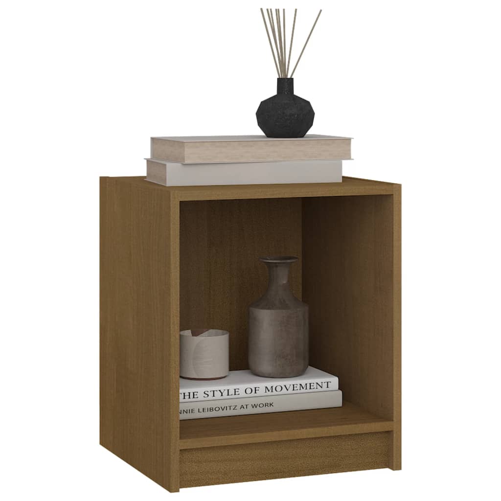 vidaXL Tables de chevet 2 pcs Marron miel 35,5x33,5x41,5 cm Pin massif