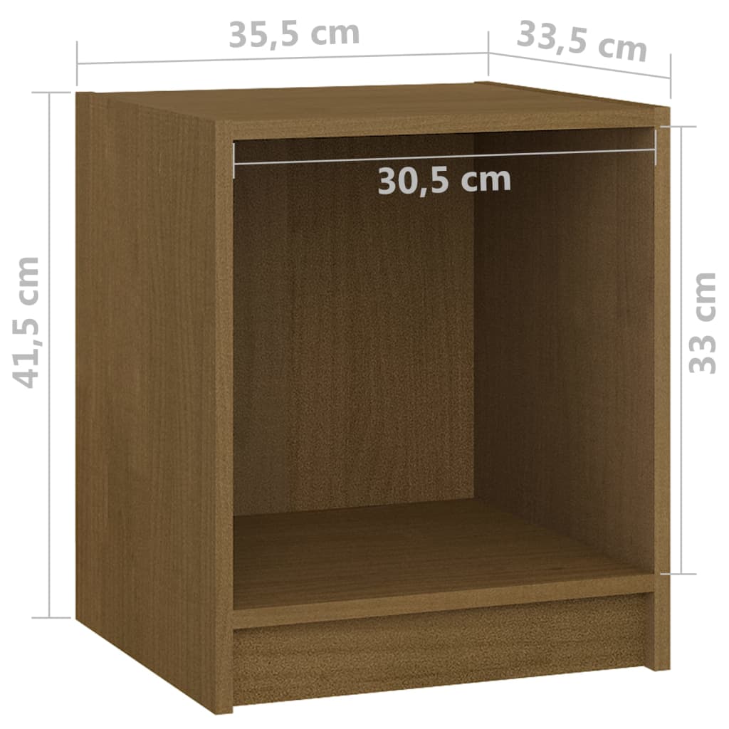 vidaXL Tables de chevet 2 pcs Marron miel 35,5x33,5x41,5 cm Pin massif