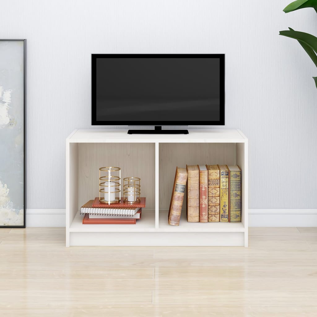 vidaXL TV-Schrank Weiß 70x33x42 cm Massivholz Kiefer