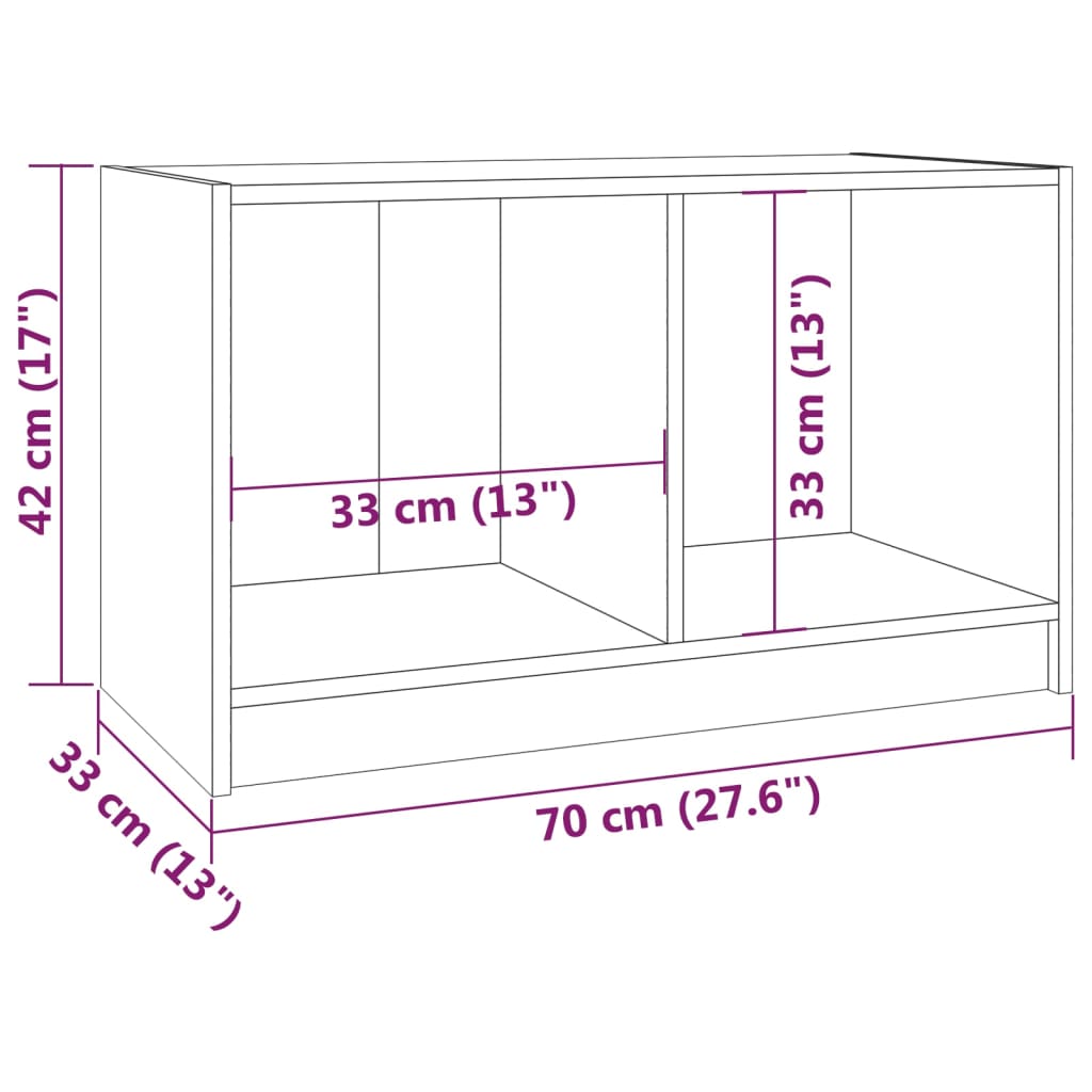 vidaXL Meuble TV marron miel 70x33x42 cm bois de pin massif
