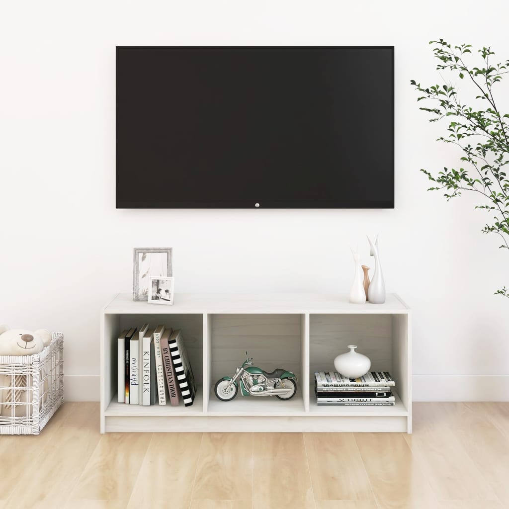 vidaXL TV-Schrank Weiß 104x33x41 cm Massivholz Kiefer