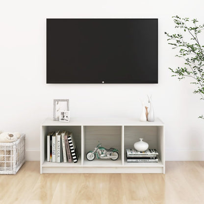 vidaXL TV-Schrank Weiß 104x33x41 cm Massivholz Kiefer