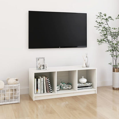 vidaXL TV-Schrank Weiß 104x33x41 cm Massivholz Kiefer