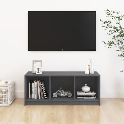vidaXL Meuble TV gris 104x33x41 cm en pin massif