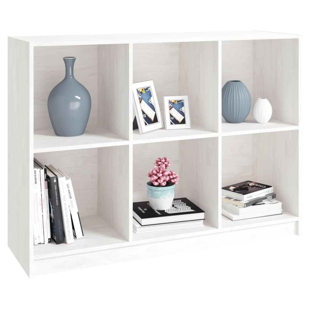 vidaXL Bücherregal Weiß 104x33x76 cm Massivholz Kiefer