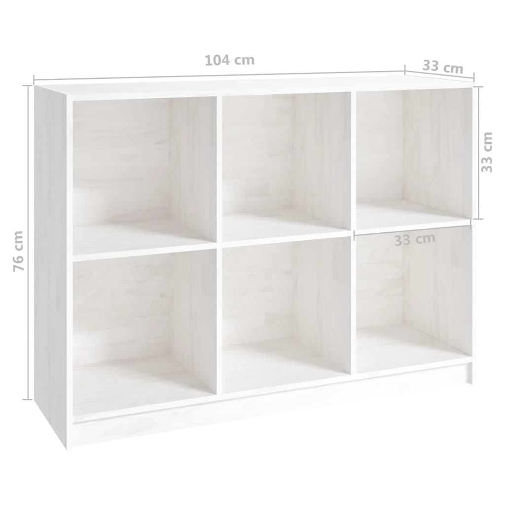 vidaXL Bücherregal Weiß 104x33x76 cm Massivholz Kiefer