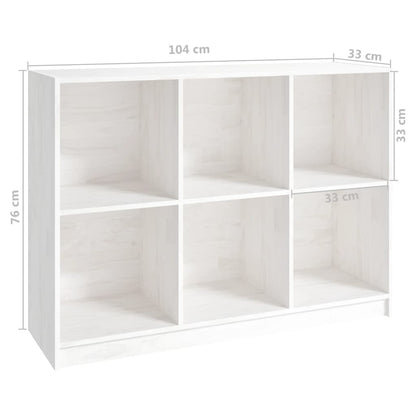 vidaXL Bücherregal Weiß 104x33x76 cm Massivholz Kiefer