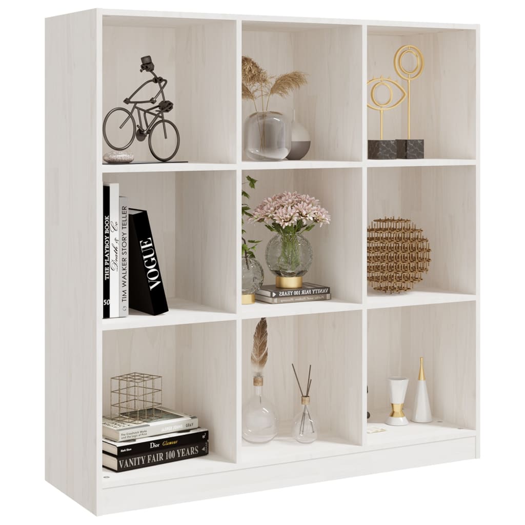 vidaXL Bücherregal/Raumteiler Weiß 104x33,5x110 cm Massivholz Kiefer