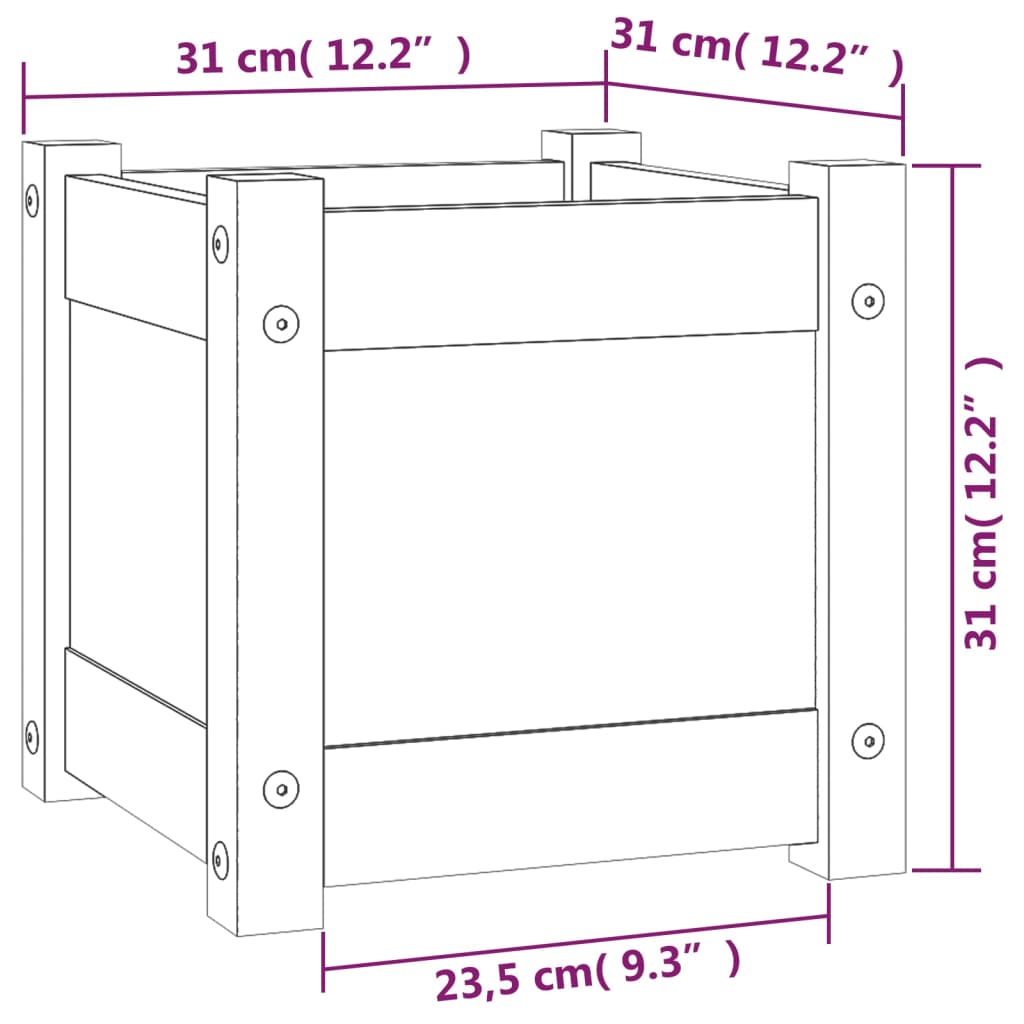 vidaXL Pflanzkübel 2 Stk. 31x31x31 cm Massivholz Kiefer