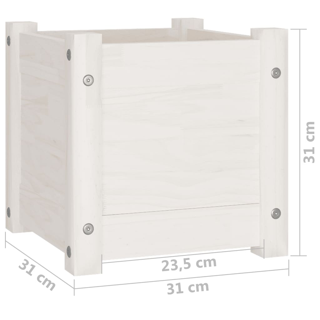 vidaXL Pflanzkübel Weiß 31x31x31 cm Massivholz Kiefer