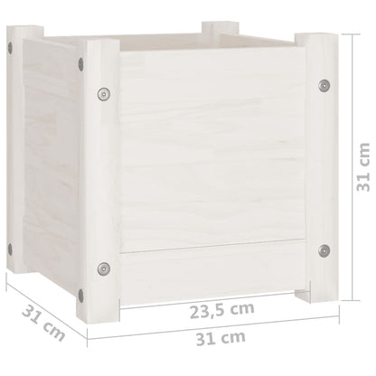 vidaXL Pflanzkübel Weiß 31x31x31 cm Massivholz Kiefer
