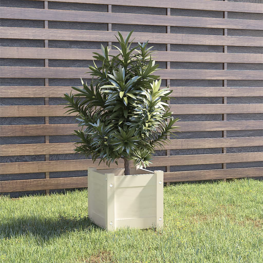 vidaXL Pflanzkübel Weiß 31x31x31 cm Massivholz Kiefer