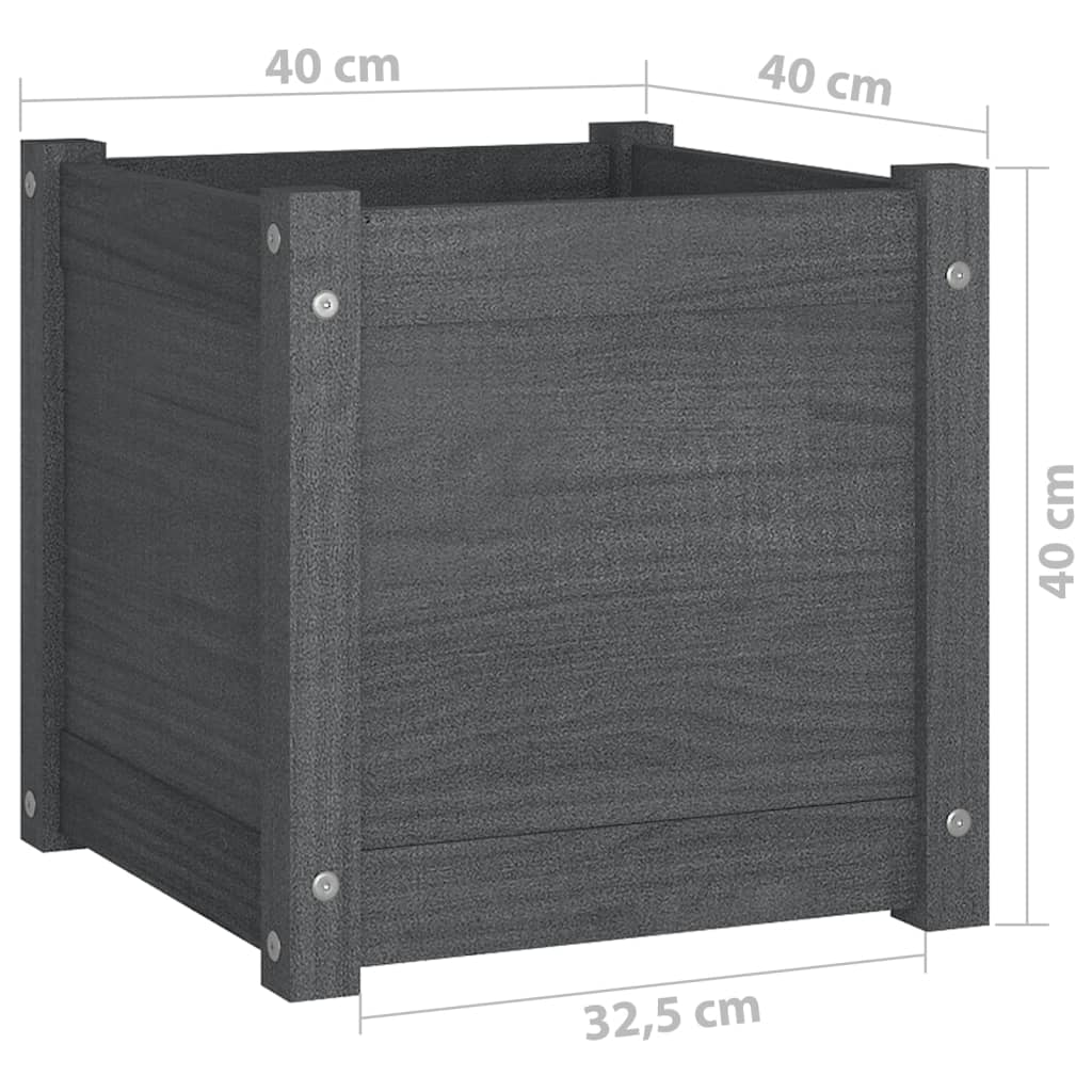 vidaXL Pflanzkübel Grau 40x40x40 cm Massivholz Kiefer