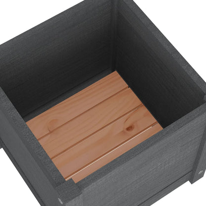 vidaXL Pflanzkübel 2 Stk. Grau 40x40x40 cm Massivholz Kiefer