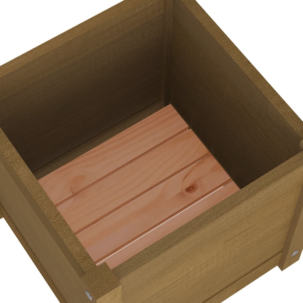 vidaXL Jardinière Bois de Pin Massif Marron Miel 40x40x40 cm