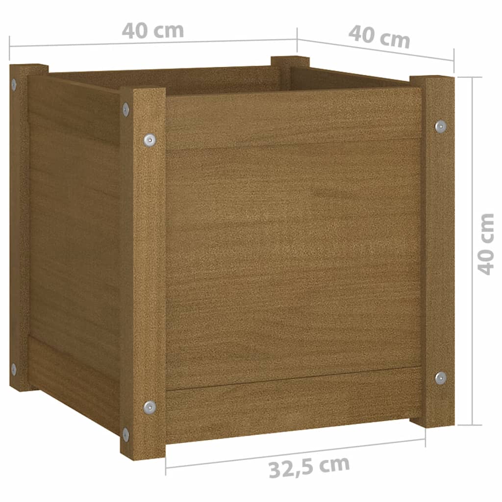 vidaXL Jardinière Bois de Pin Massif Marron Miel 40x40x40 cm