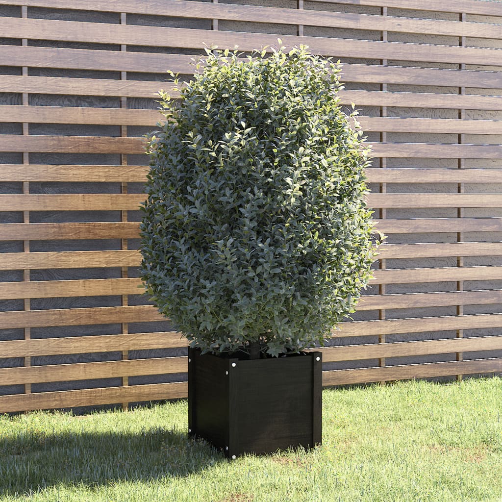 vidaXL Jardinière noire 40x40x40 cm en pin massif