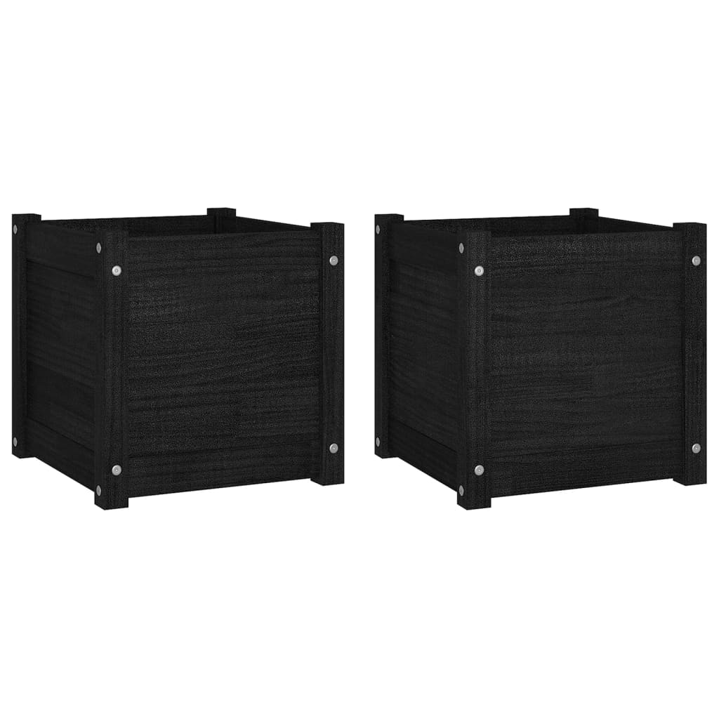 vidaXL Jardinières 2 pcs Noir 40x40x40 cm Bois de pin massif