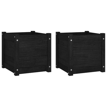 vidaXL Jardinières 2 pcs Noir 40x40x40 cm Bois de pin massif