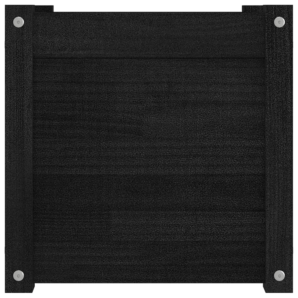 vidaXL Jardinières 2 pcs Noir 40x40x40 cm Bois de pin massif