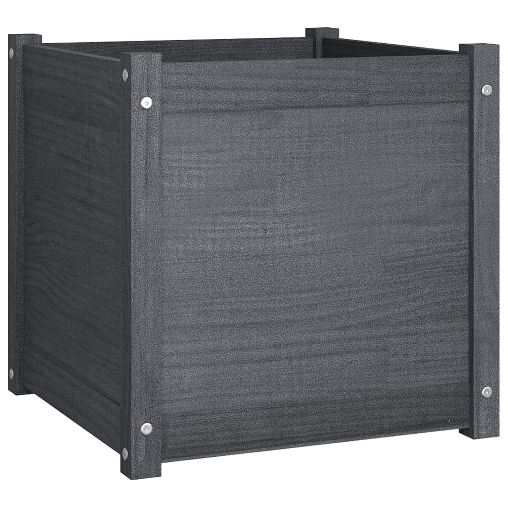vidaXL Pflanzkübel Grau 50x50x50 cm Massivholz Kiefer