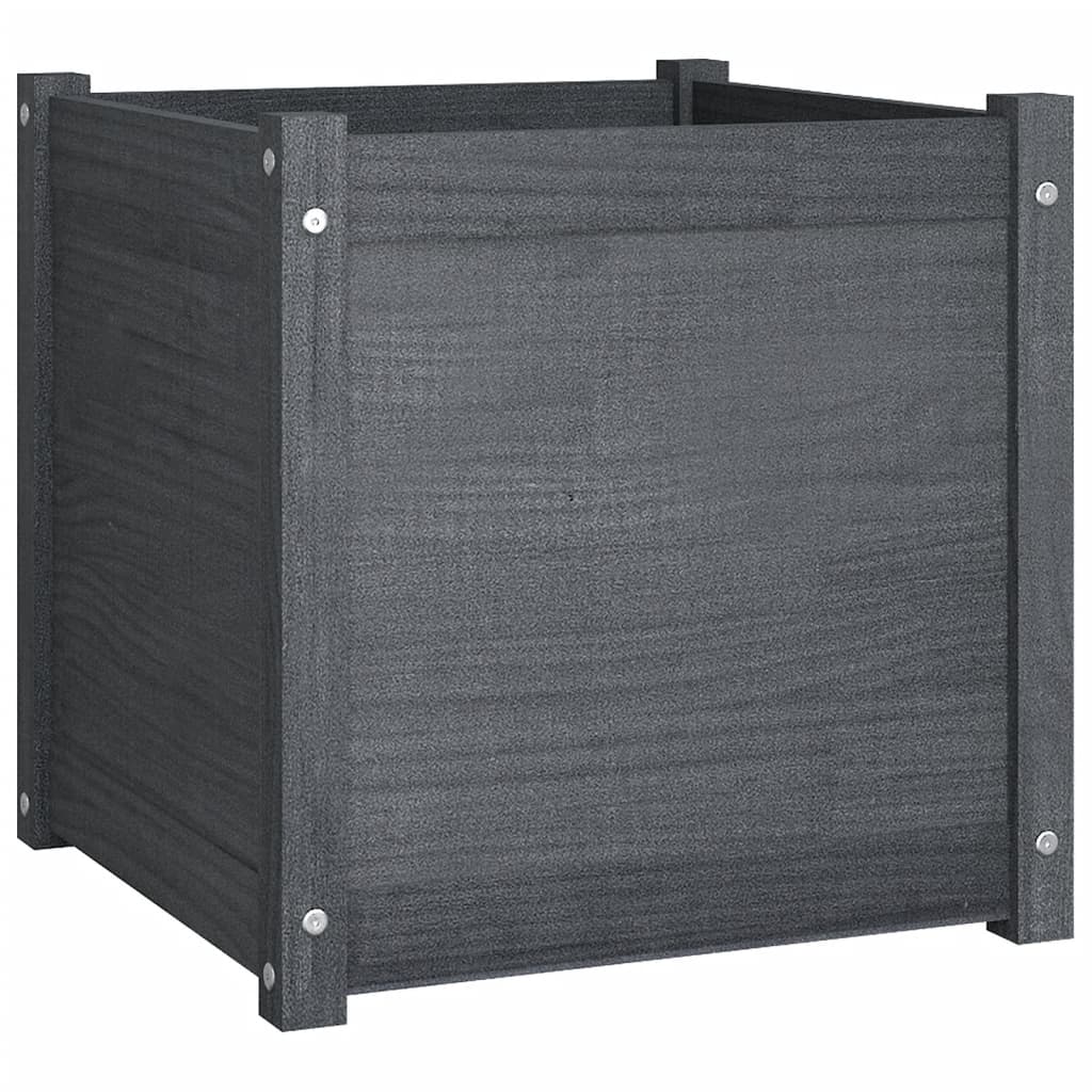 vidaXL Pflanzkübel 2 Stk. Grau 50x50x50 cm Massivholz Kiefer