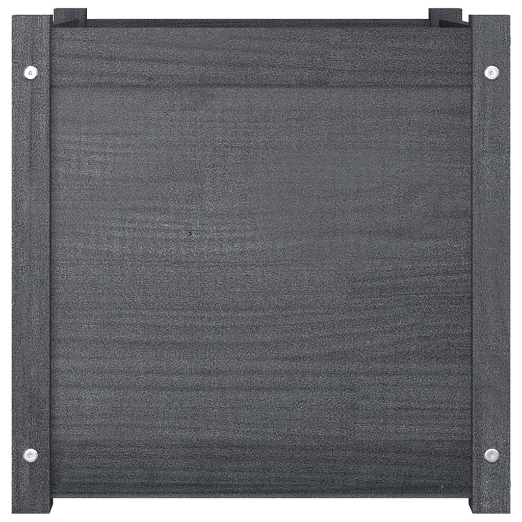 vidaXL Pflanzkübel 2 Stk. Grau 50x50x50 cm Massivholz Kiefer